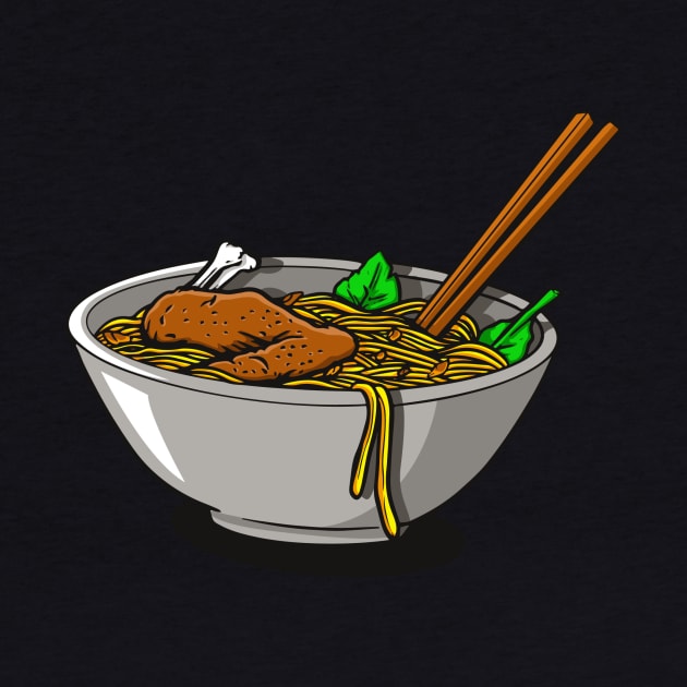 Chicken noodle in a bowl illustration by Invectus Studio Store